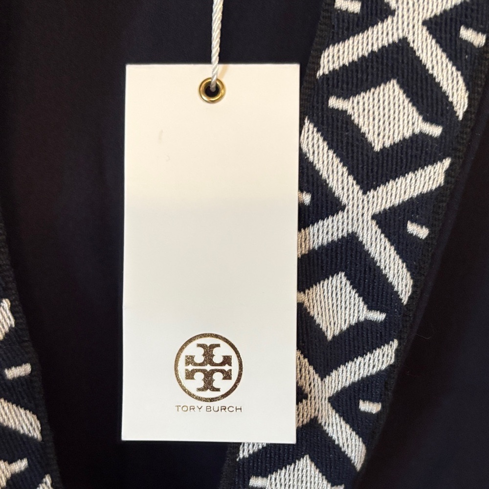 Tory Burch Navy Tunic with White Geometric Trim - Picture 6 of 12